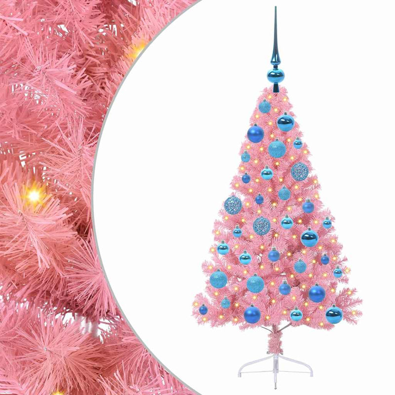 Load image into Gallery viewer, Vidaxl kunstmatig voorverlicht kerstboom met 150 led roze 120 cm pvc