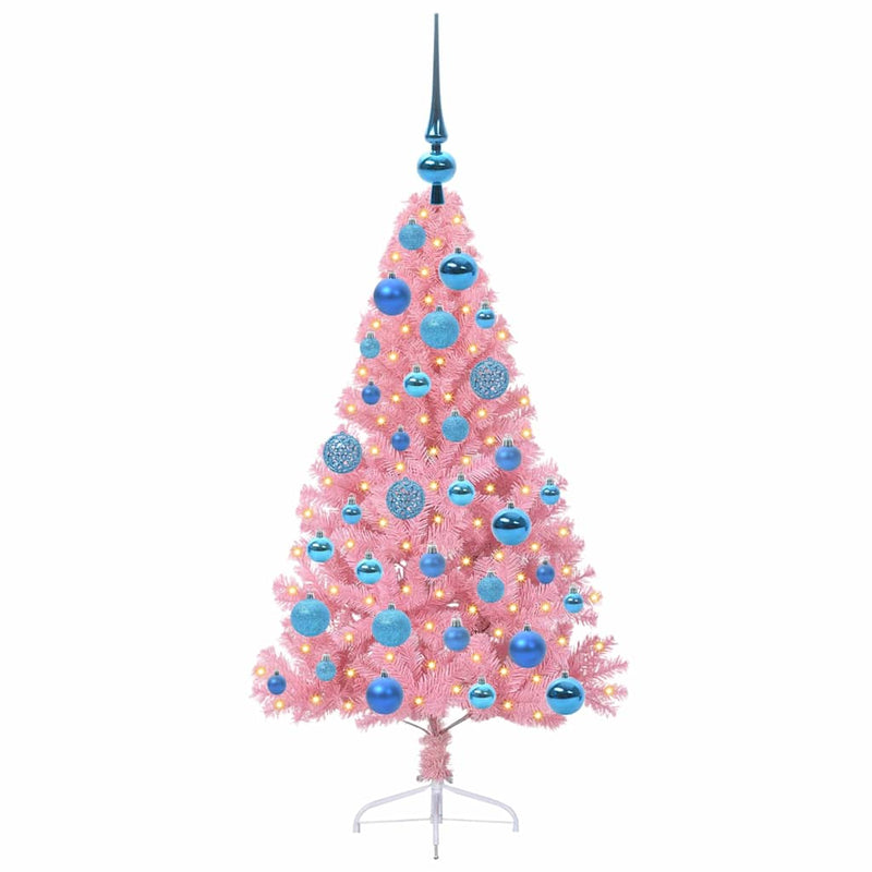 Load image into Gallery viewer, Vidaxl kunstmatig voorverlicht kerstboom met 150 led roze 120 cm pvc