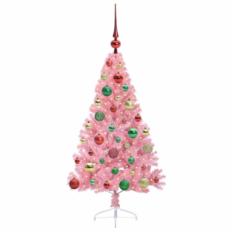 Load image into Gallery viewer, Vidaxl kunstmatig voorverlicht kerstboom met 150 led roze 120 cm pvc