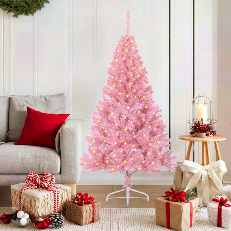 Load image into Gallery viewer, Vidaxl kunstmatig voorverlicht kerstboom met 150 led roze 150 cm pvc