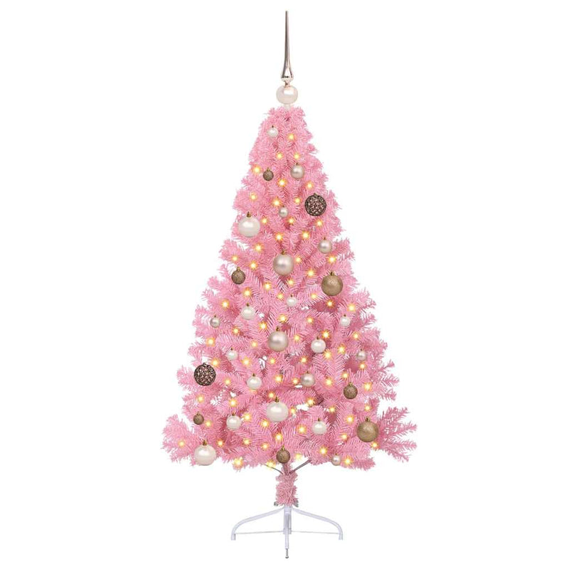 Load image into Gallery viewer, Vidaxl kunstmatig voorverlicht kerstboom met 150 led roze 150 cm pvc