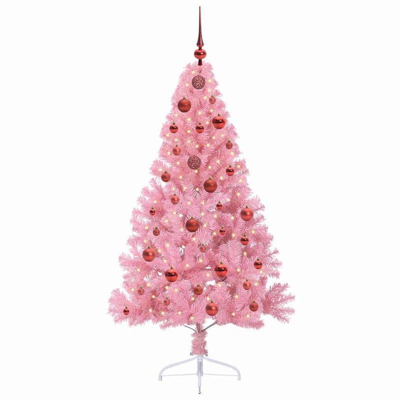 Load image into Gallery viewer, Vidaxl kunstmatig voorverlicht kerstboom met 150 led roze 150 cm pvc