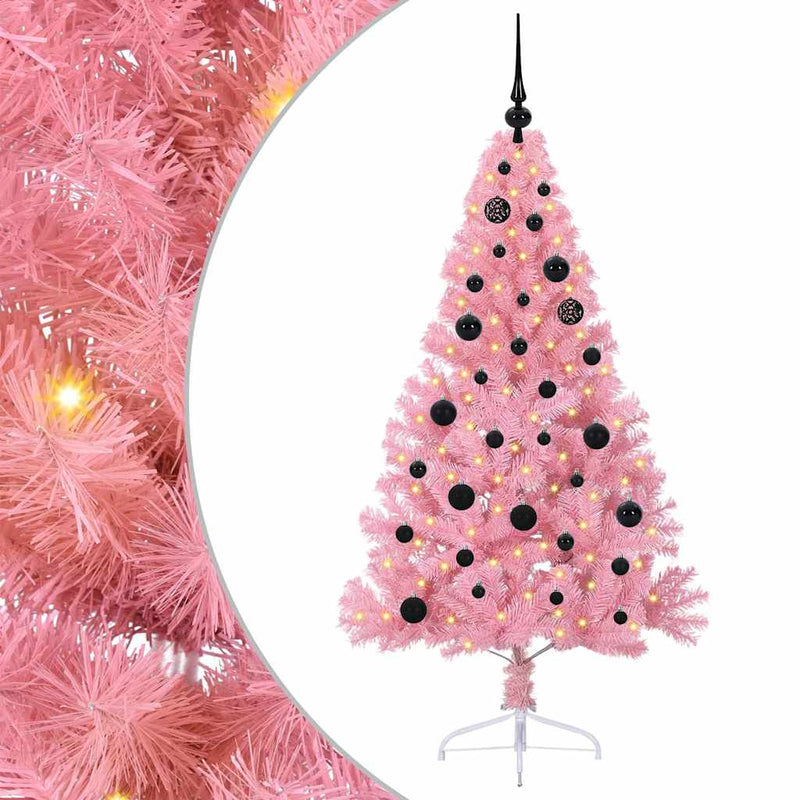 Load image into Gallery viewer, Vidaxl kunstmatig voorverlicht kerstboom met 150 led roze 150 cm pvc