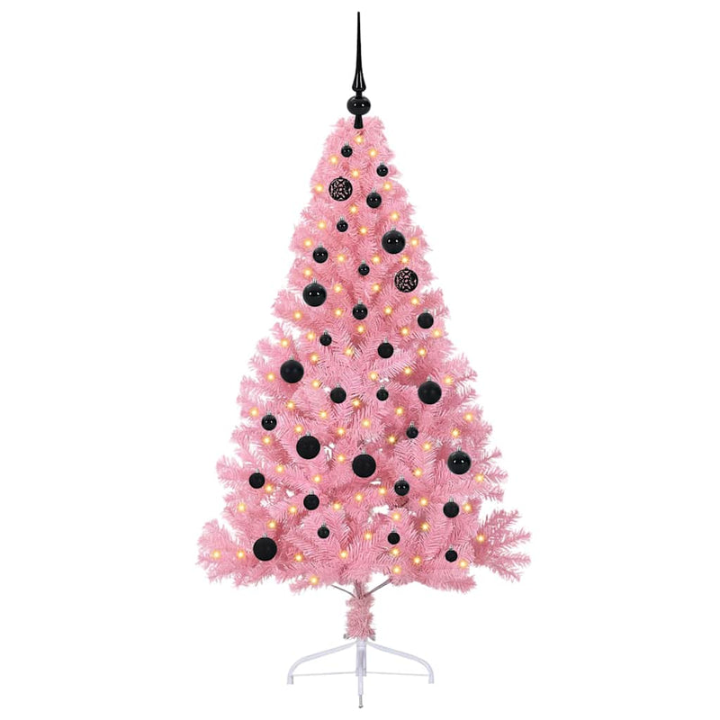 Load image into Gallery viewer, Vidaxl kunstmatig voorverlicht kerstboom met 150 led roze 150 cm pvc