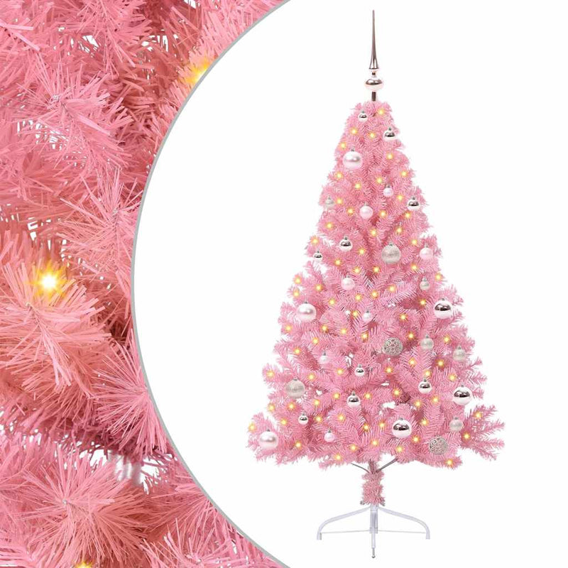 Load image into Gallery viewer, Vidaxl kunstmatig voorverlicht kerstboom met 150 led roze 150 cm pvc