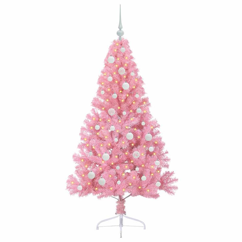 Load image into Gallery viewer, Vidaxl kunstmatig voorverlicht kerstboom met 150 led roze 150 cm pvc