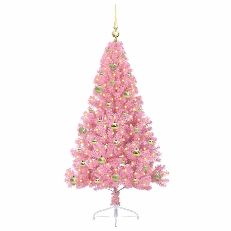 Load image into Gallery viewer, Vidaxl kunstmatig voorverlicht kerstboom met 150 led roze 150 cm pvc