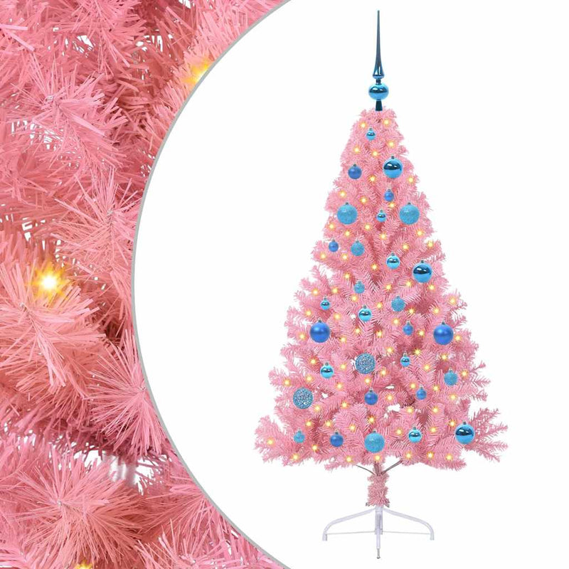 Load image into Gallery viewer, Vidaxl kunstmatig voorverlicht kerstboom met 150 led roze 150 cm pvc