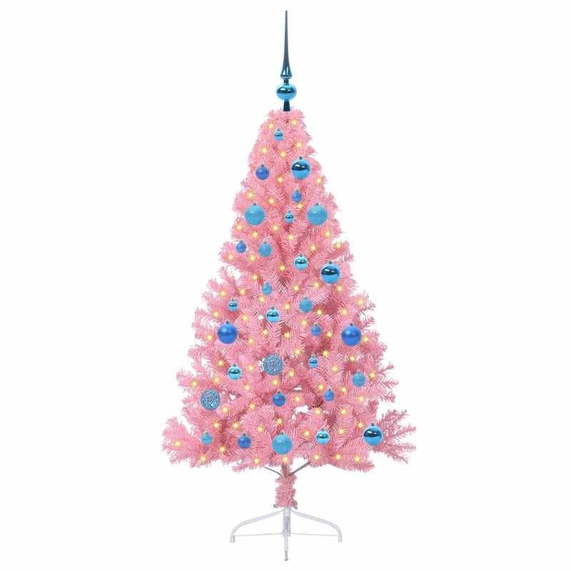 Load image into Gallery viewer, Vidaxl kunstmatig voorverlicht kerstboom met 150 led roze 150 cm pvc