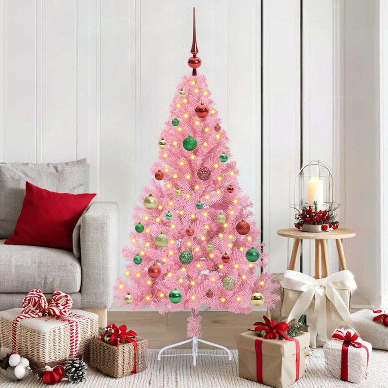 Load image into Gallery viewer, Vidaxl kunstmatig voorverlicht kerstboom met 150 led roze 150 cm pvc