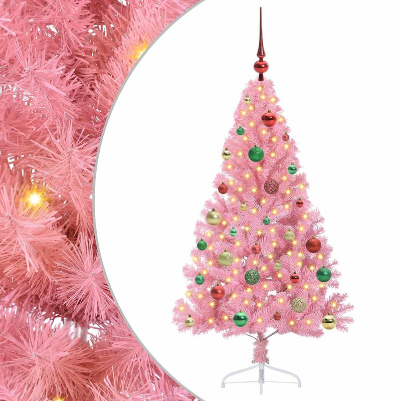 Load image into Gallery viewer, Vidaxl kunstmatig voorverlicht kerstboom met 150 led roze 150 cm pvc