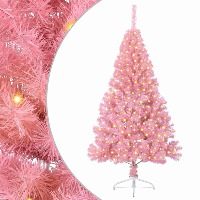 Load image into Gallery viewer, Vidaxl kunstmatig voorverlicht kerstboom met 300 led roze 180 cm pvc