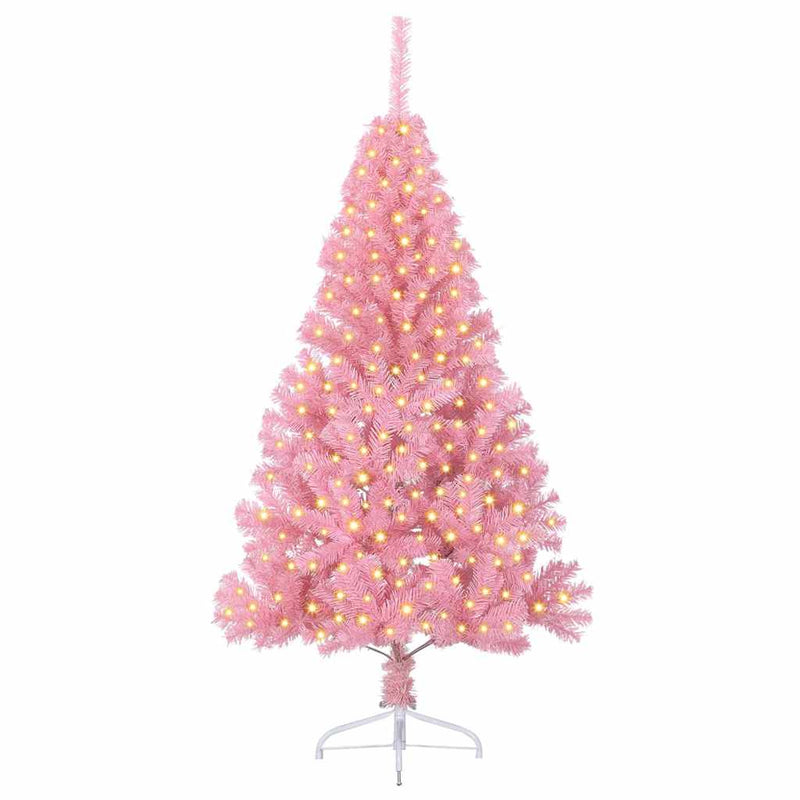 Load image into Gallery viewer, Vidaxl kunstmatig voorverlicht kerstboom met 300 led roze 180 cm pvc
