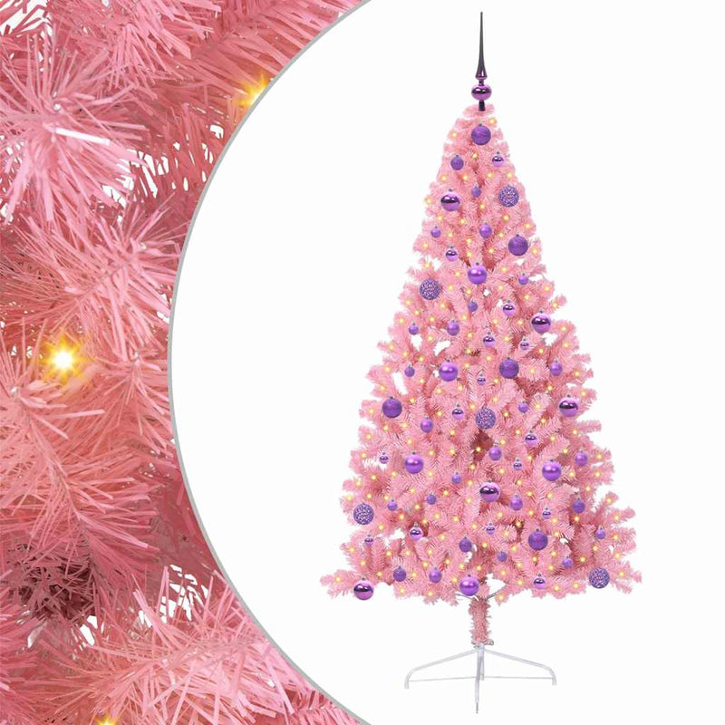 Load image into Gallery viewer, Vidaxl kunstmatig voorverlicht kerstboom met 300 led roze 180 cm pvc