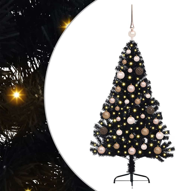 Load image into Gallery viewer, Vidaxl kunstmatig voorverlicht kerstboom met 150 led zwart 120 cm pvc