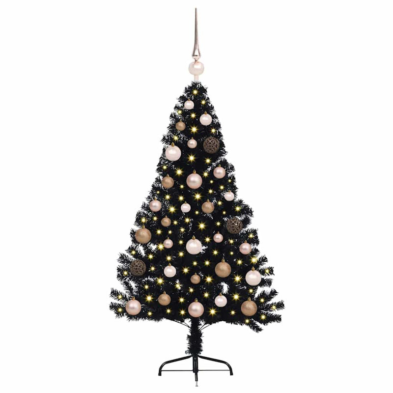 Load image into Gallery viewer, Vidaxl kunstmatig voorverlicht kerstboom met 150 led zwart 120 cm pvc