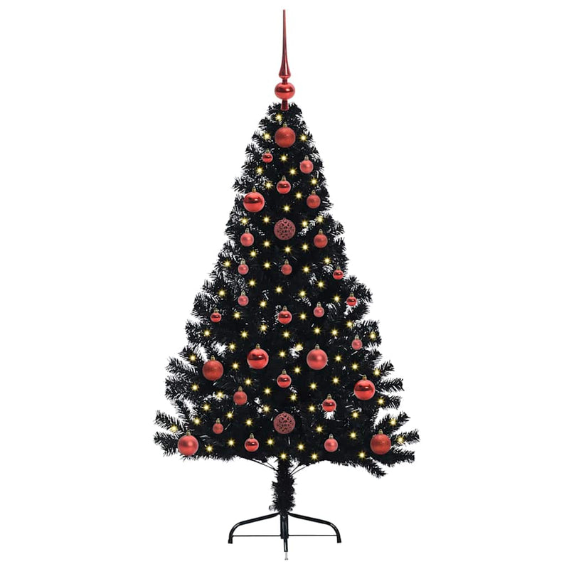 Load image into Gallery viewer, Vidaxl kunstmatig voorverlicht kerstboom met 150 led zwart 120 cm pvc