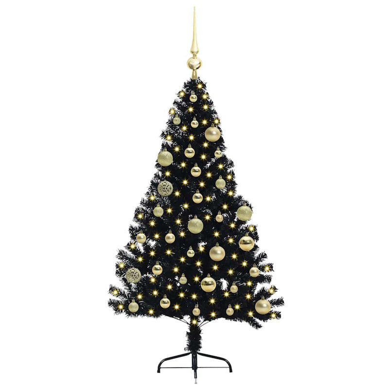 Load image into Gallery viewer, Vidaxl kunstmatig voorverlicht kerstboom met 150 led zwart 120 cm pvc