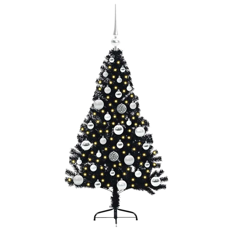 Load image into Gallery viewer, Vidaxl kunstmatig voorverlicht kerstboom met 150 led zwart 120 cm pvc