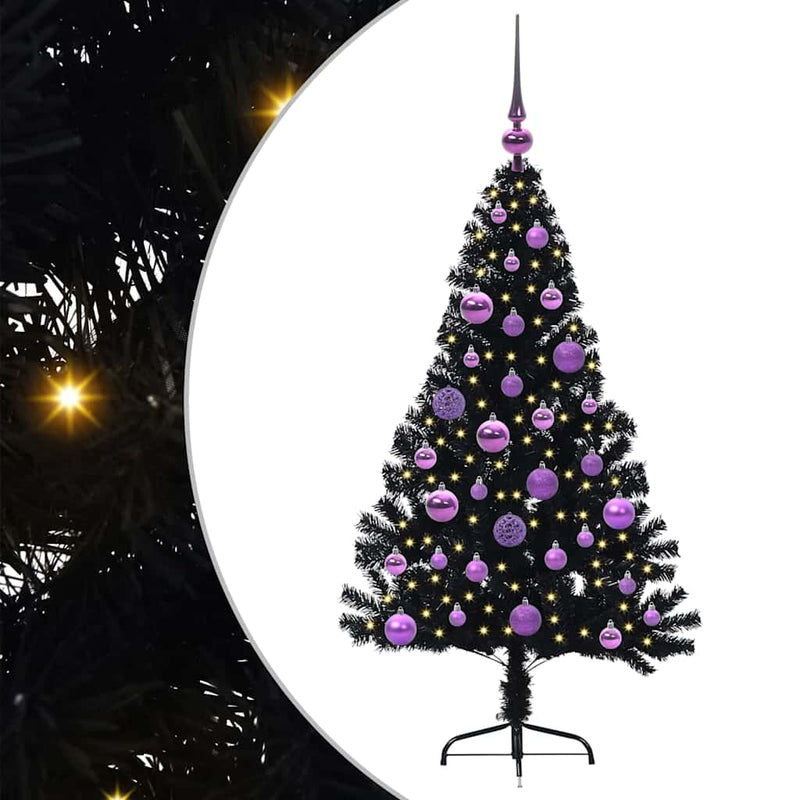 Load image into Gallery viewer, Vidaxl kunstmatig voorverlicht kerstboom met 150 led zwart 120 cm pvc