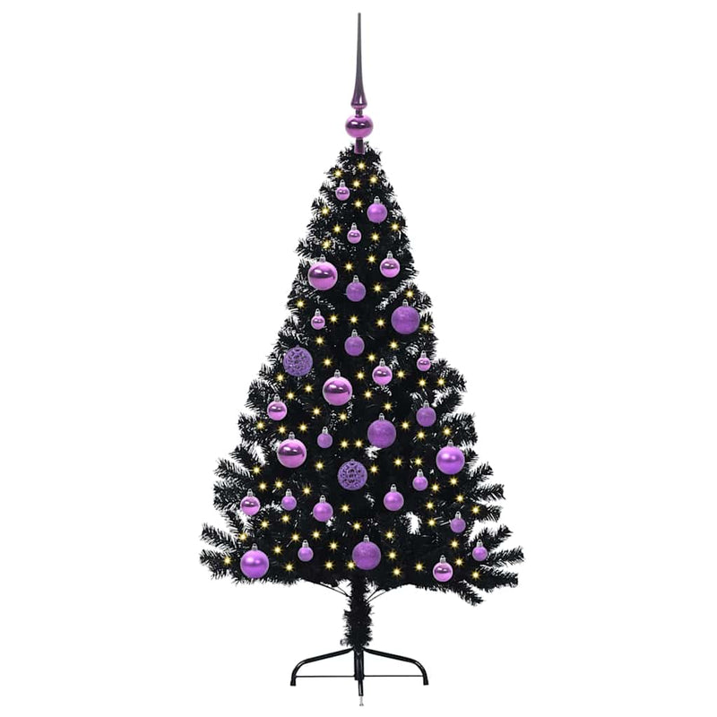 Load image into Gallery viewer, Vidaxl kunstmatig voorverlicht kerstboom met 150 led zwart 120 cm pvc