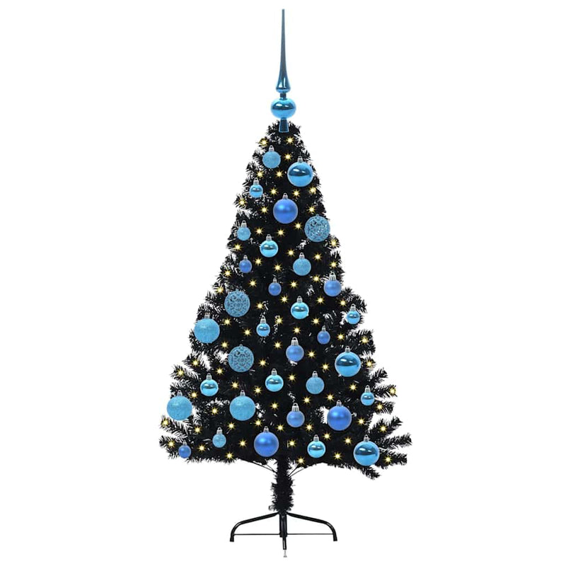Load image into Gallery viewer, Vidaxl kunstmatig voorverlicht kerstboom met 150 led zwart 120 cm pvc