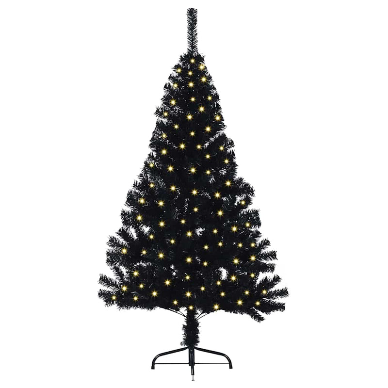 Load image into Gallery viewer, Vidaxl kunstmatig voorverlicht kerstboom met 150 led zwart 150 cm pvc