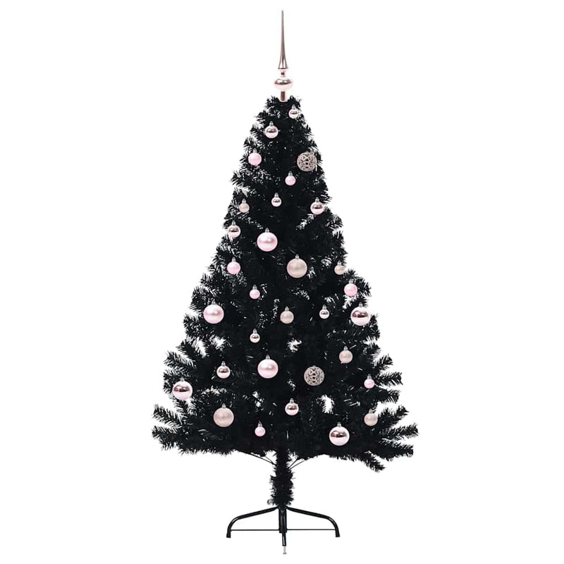 Load image into Gallery viewer, Vidaxl kunstmatig voorverlicht kerstboom met 150 led zwart 150 cm pvc