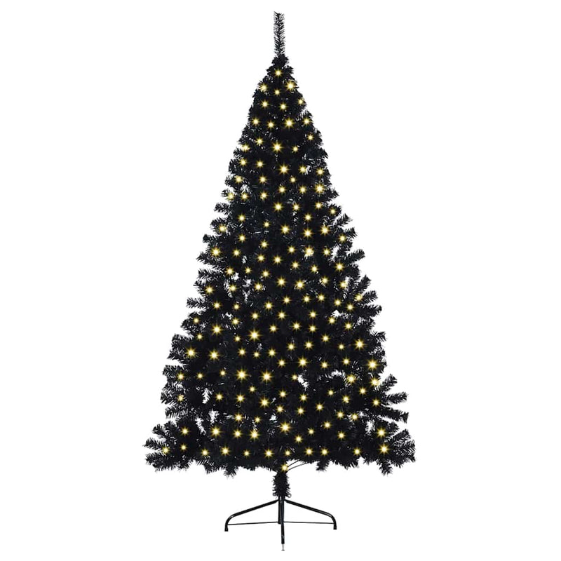 Load image into Gallery viewer, Vidaxl kunstmatig voorverlicht kerstboom met 300 led zwart 180 cm pvc