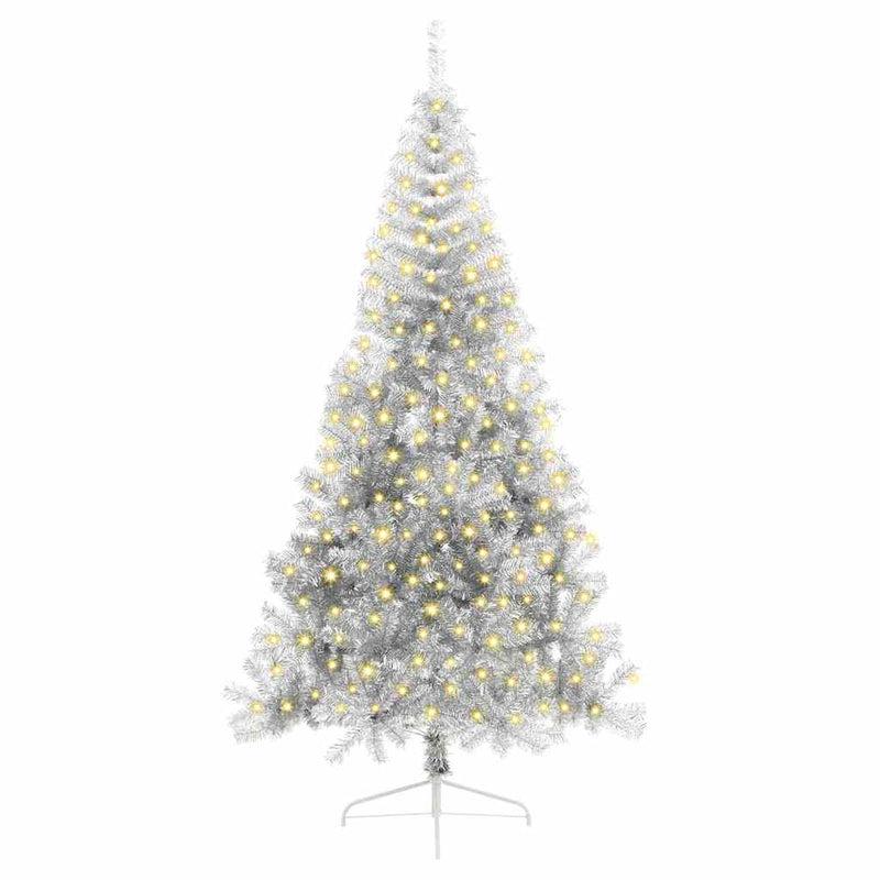 Load image into Gallery viewer, Vidaxl kunstmatig voorverlicht kerstboom met 300 led zilver 210 cm pet