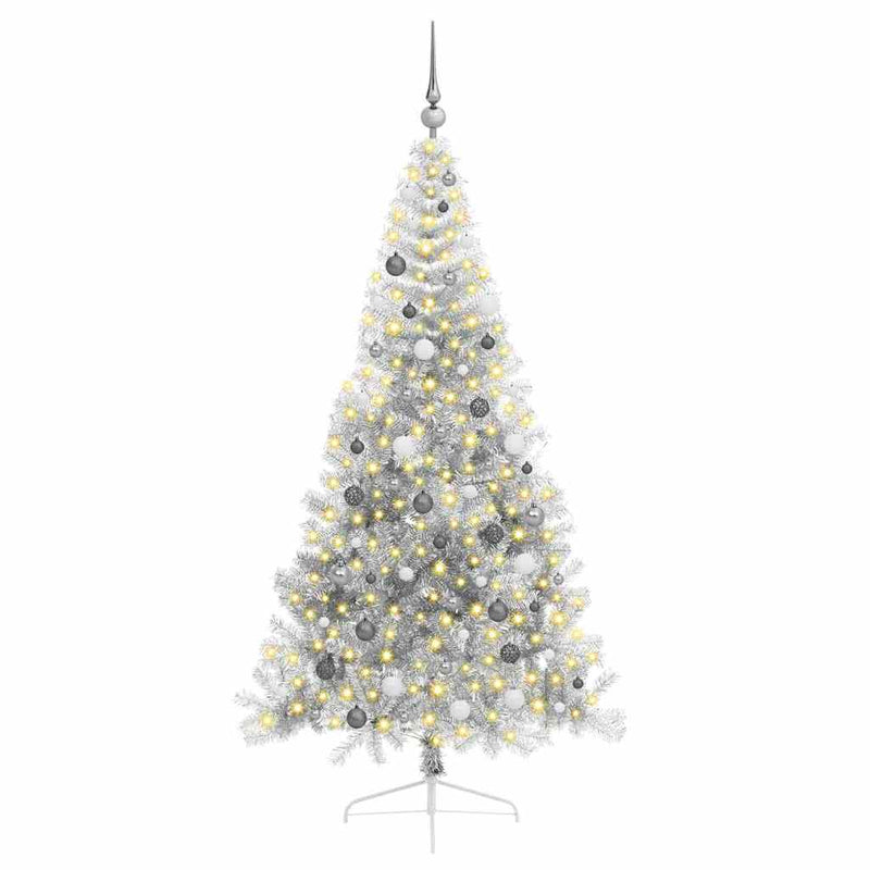 Load image into Gallery viewer, Vidaxl kunstmatig voorverlicht kerstboom met 300 led zilver 210 cm pet