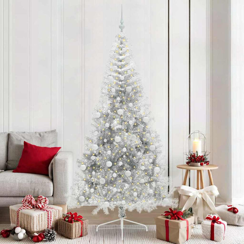 Load image into Gallery viewer, Vidaxl kunstmatig voorverlicht kerstboom met 300 led zilver 210 cm pet