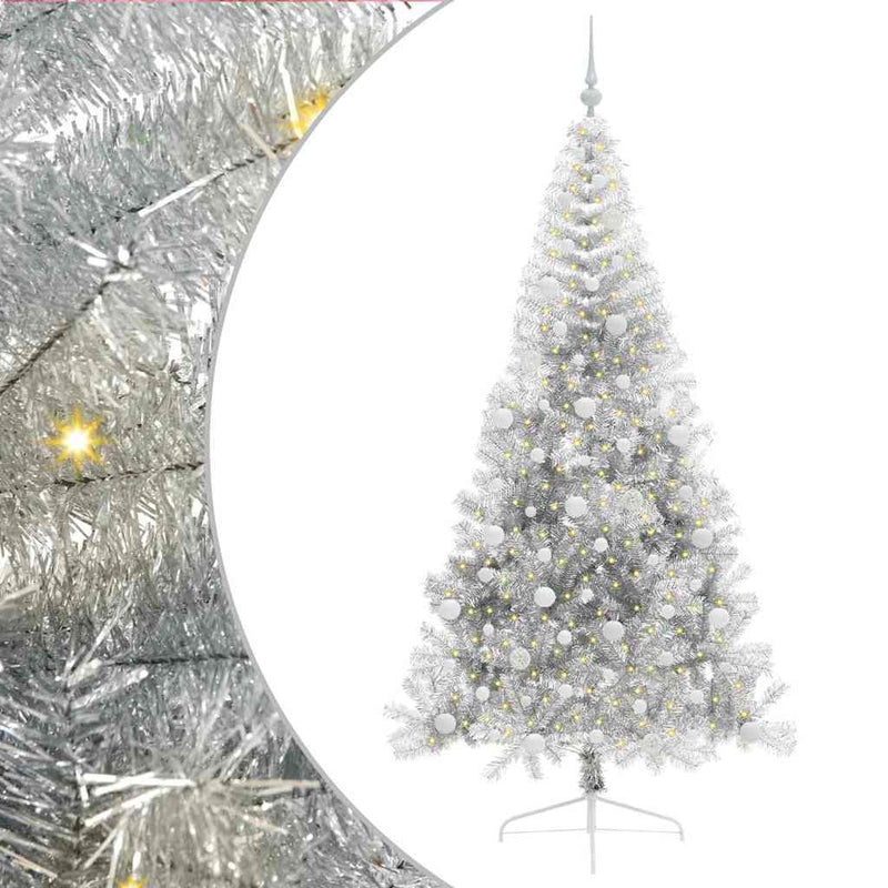 Load image into Gallery viewer, Vidaxl kunstmatig voorverlicht kerstboom met 300 led zilver 210 cm pet