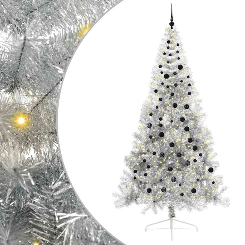 Load image into Gallery viewer, Vidaxl kunstmatig voorverlicht kerstboom met 300 led zilver 240 cm pet