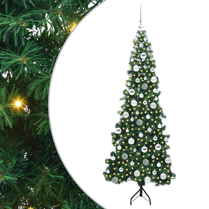 Load image into Gallery viewer, Vidaxl hoek kunstkerstboom met 300 led groen 180 cm pvc en metaal