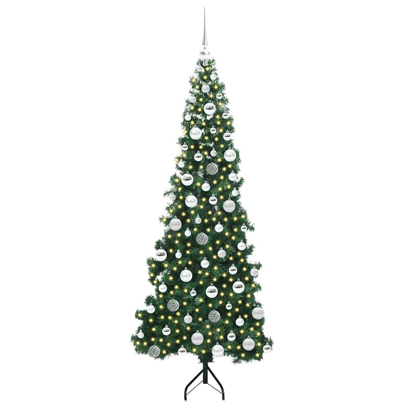 Load image into Gallery viewer, Vidaxl hoek kunstkerstboom met 300 led groen 180 cm pvc en metaal