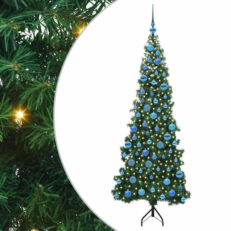 Load image into Gallery viewer, Vidaxl hoek kunstkerstboom met 300 led groen 180 cm pvc en metaal