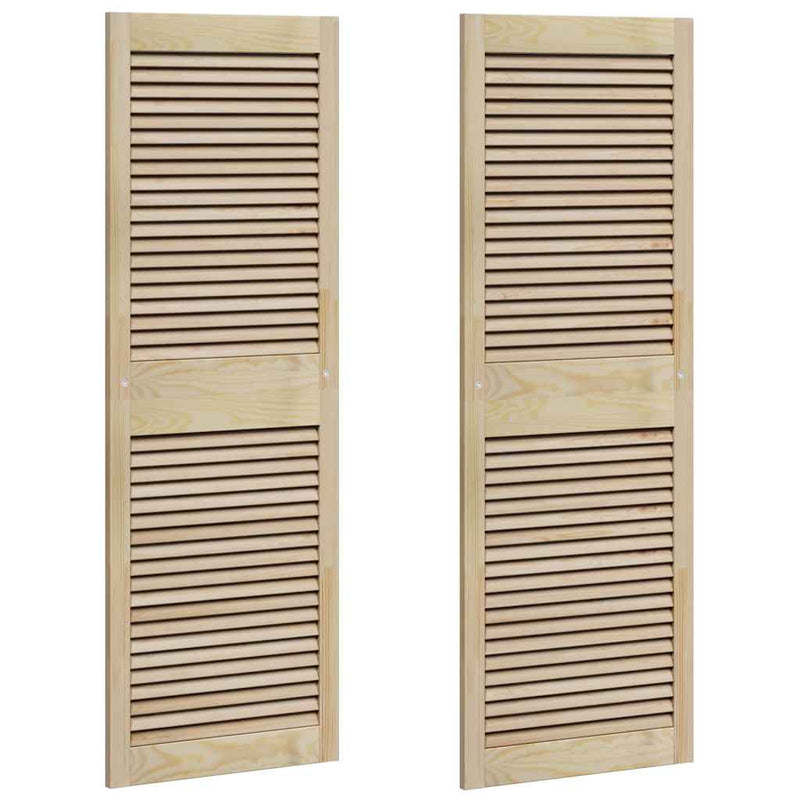 Load image into Gallery viewer, Vidaxl kastdeur 2 pcs naturel 49,5 x 2,1 x 140,5 cm massief grenenhout