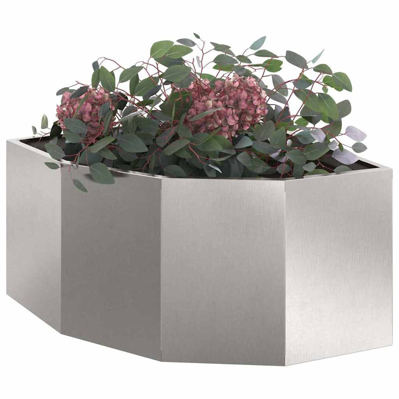 Load image into Gallery viewer, Vidaxl hoek plantbak zilver 60 x 60 x 35 cm roestvrij staal