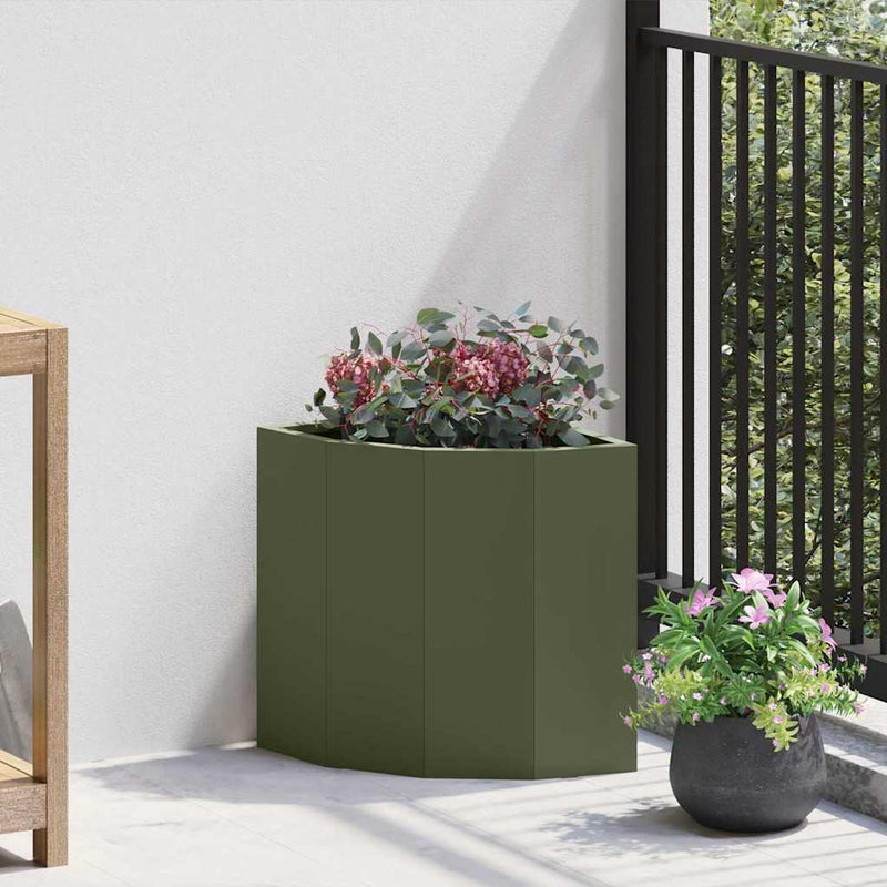 Load image into Gallery viewer, Vidaxl hoek plantbak olijfgroen 30 x 30 x 35 cm staal