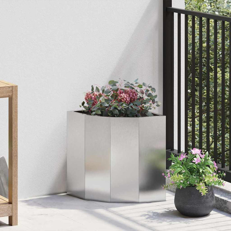 Load image into Gallery viewer, Vidaxl hoek plantbak zilver 30 x 30 x 35 cm roestvrij staal