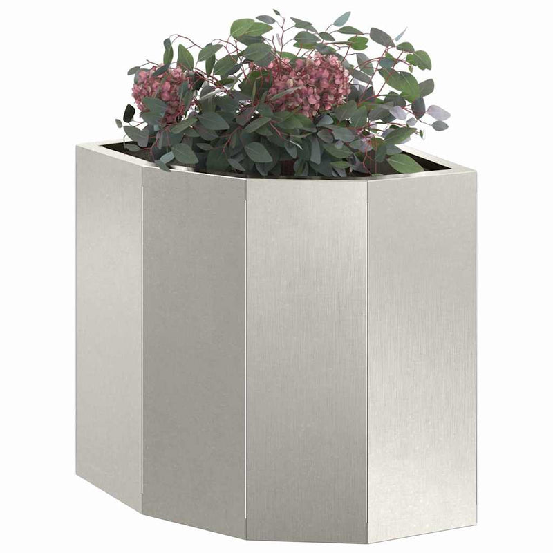 Load image into Gallery viewer, Vidaxl hoek plantbak zilver 30 x 30 x 35 cm roestvrij staal