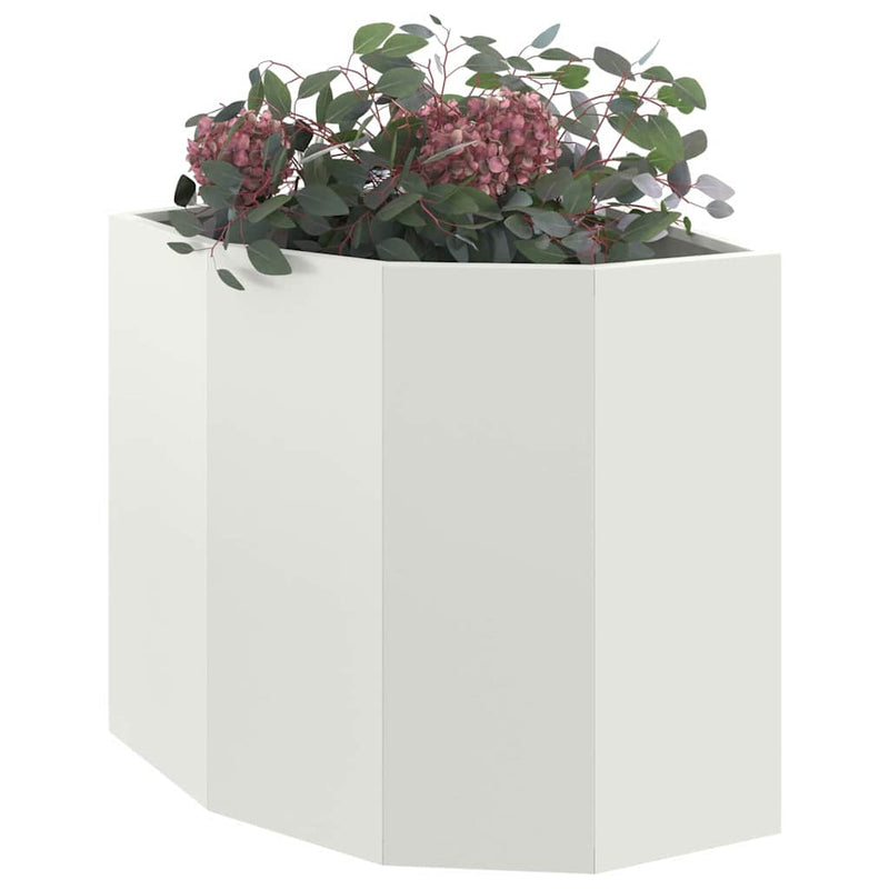 Load image into Gallery viewer, Vidaxl hoek plantbak wit 45 x 45 x 50 cm staal