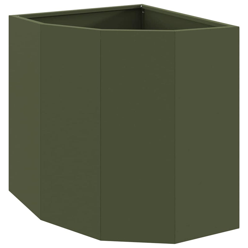 Load image into Gallery viewer, Vidaxl hoek plantbak olijfgroen 45 x 45 x 50 cm staal