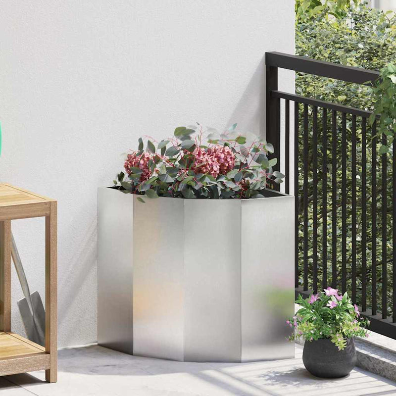 Load image into Gallery viewer, Vidaxl hoek plantbak zilver 45 x 45 x 50 cm roestvrij staal