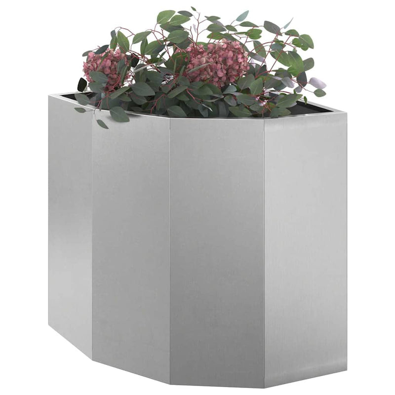 Load image into Gallery viewer, Vidaxl hoek plantbak zilver 45 x 45 x 50 cm roestvrij staal