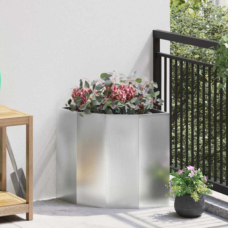 Load image into Gallery viewer, Vidaxl hoek plantbak zilver 45 x 45 x 50 cm gegalvaniseerd staal