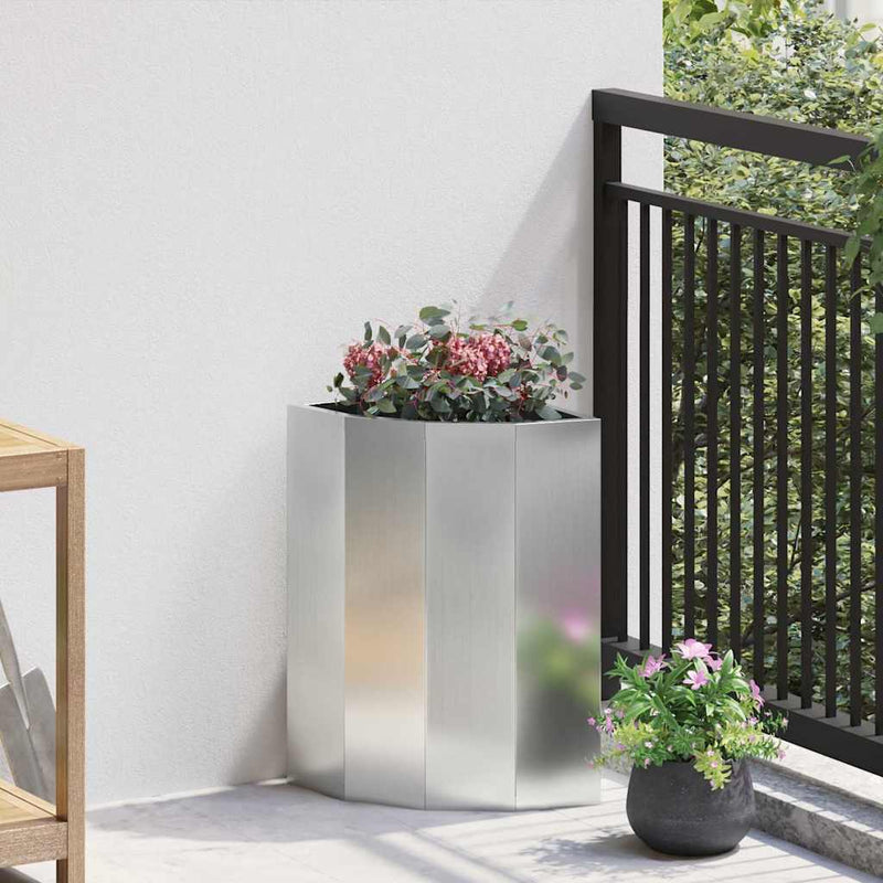 Load image into Gallery viewer, Vidaxl hoek plantbak zilver 30 x 30 x 50 cm gegalvaniseerd staal