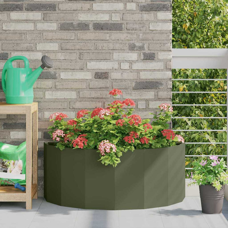 Load image into Gallery viewer, Vidaxl plantenbak olijf groen 90 x 45 x 35 cm staal