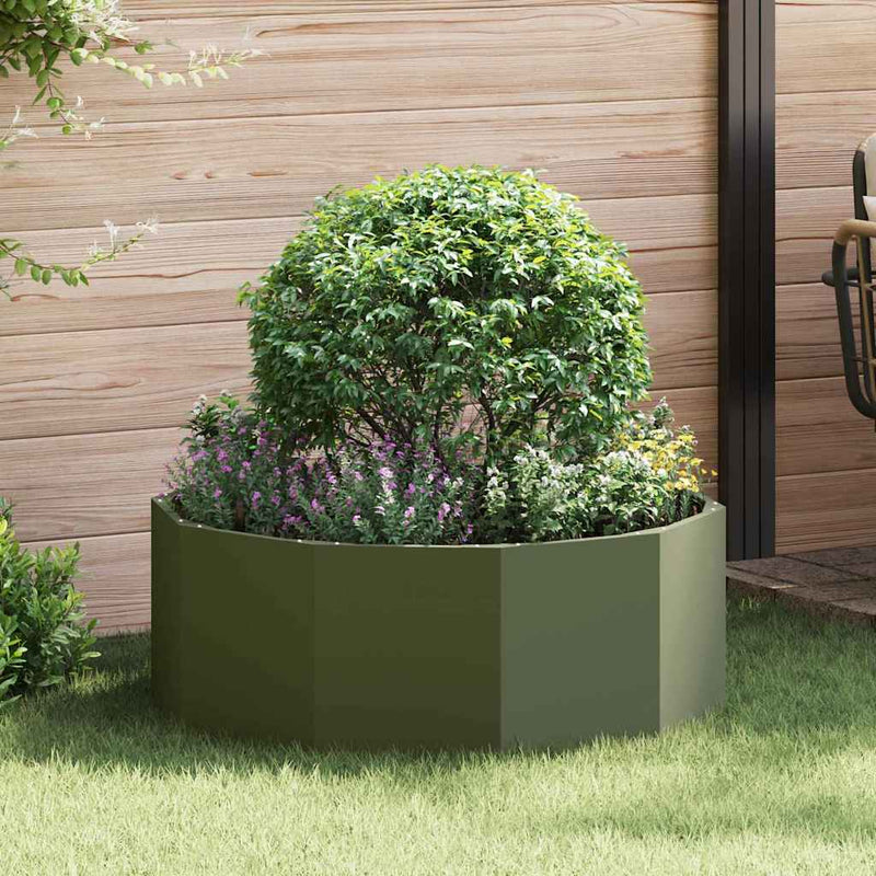 Load image into Gallery viewer, Vidaxl plantenbak olijf groen 90 x 90 x 35 cm staal